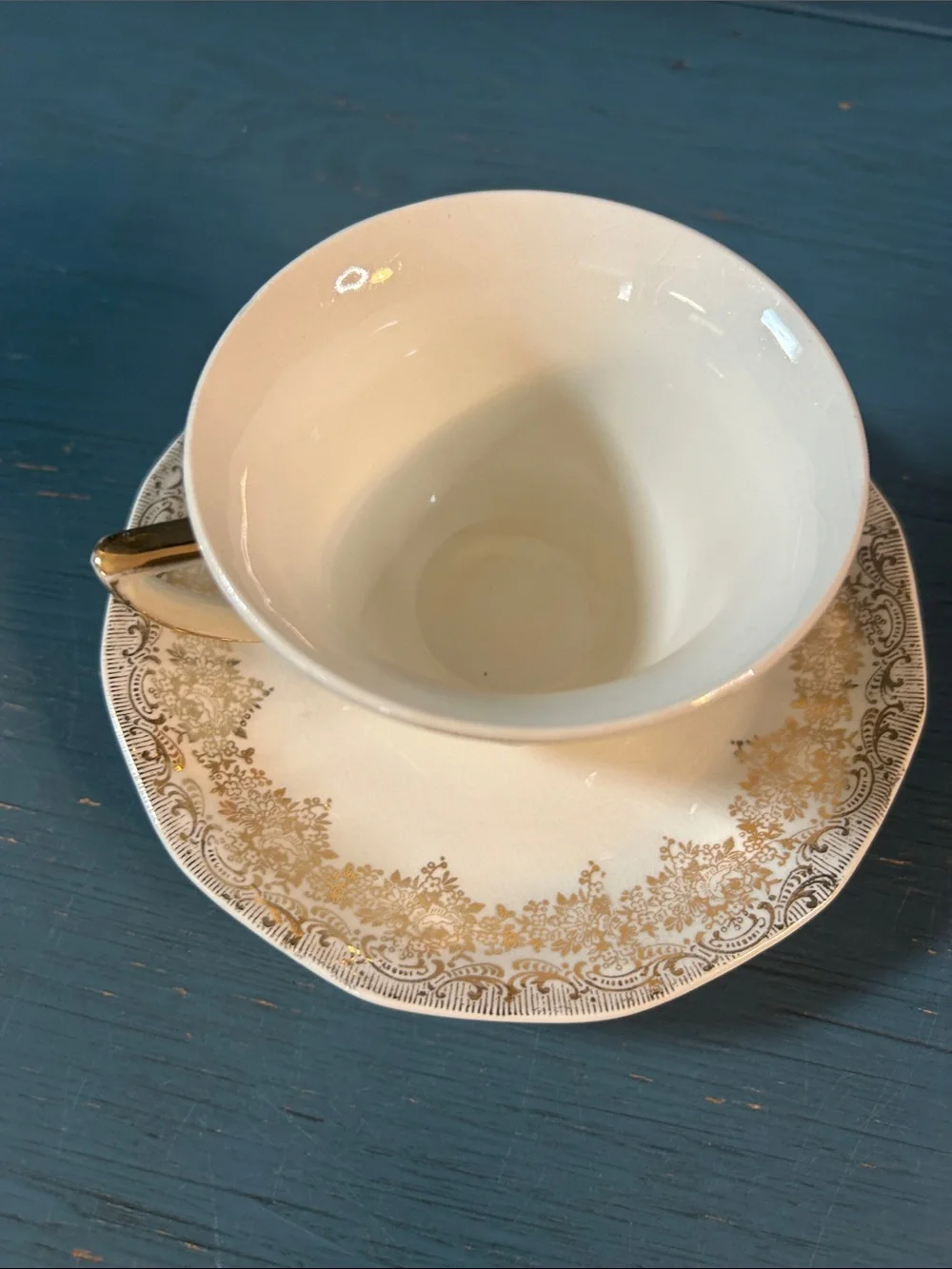 Classic Cream and 22K Gold Porcelain Teacup and Saucer - Elegant Home Dining